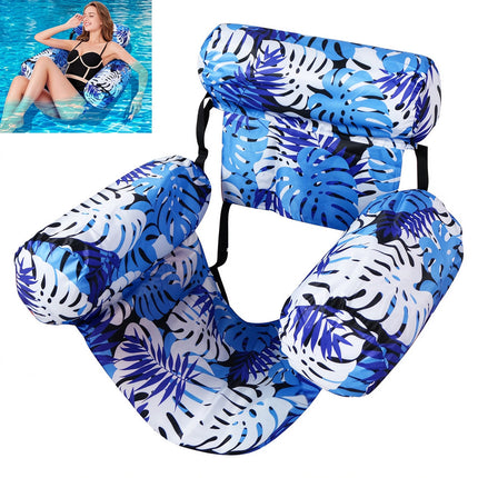 Inflatable Pool Floats Adult Lounge Chairs, Heavy‑Duty Pool Floating Chair Blue