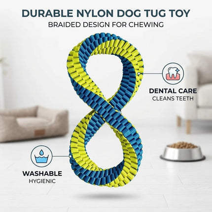Nordsprite Dental Cleaning Tug Toy for Dogs,Washable Figure-8 Double-Loop Design