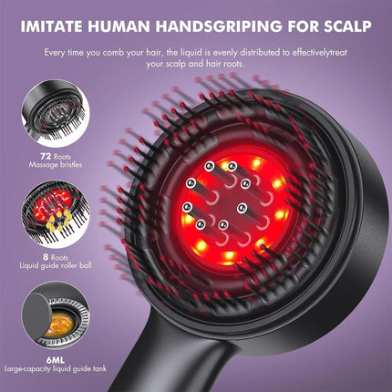 Electric Hair Growth Massage Scalp Brush Oil Applicator Red Light Therapy