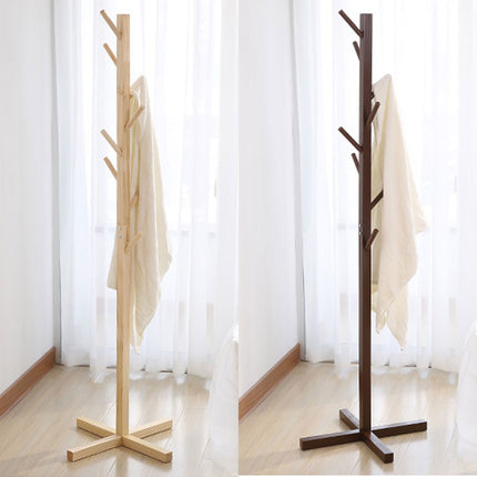 Brown Modern Simple Solid Wood Coat Rack – Contemporary Clothes Stand for Entryway, Bedroom, Living Room