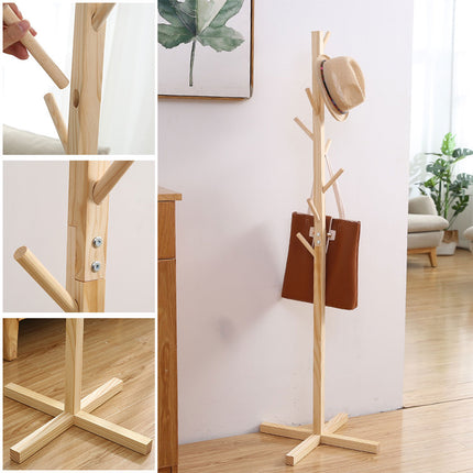 Wooden Modern Simple Solid Wood Coat Rack – Contemporary Clothes Stand for Entryway, Bedroom, Living Room