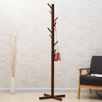 Brown Modern Simple Solid Wood Coat Rack – Contemporary Clothes Stand for Entryway, Bedroom, Living Room