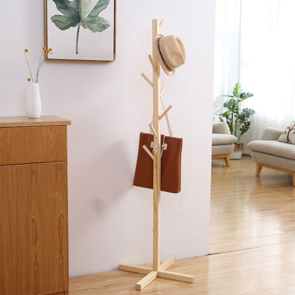 Wooden Modern Simple Solid Wood Coat Rack – Contemporary Clothes Stand for Entryway, Bedroom, Living Room