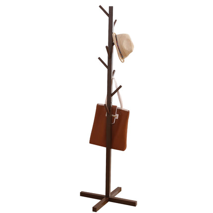 Brown Modern Simple Solid Wood Coat Rack – Contemporary Clothes Stand for Entryway, Bedroom, Living Room