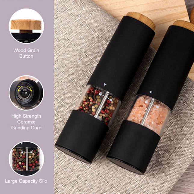 Twin Pack Powerful Electric Salt Pepper Grinder Mill Shakers