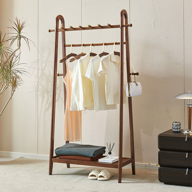 Solid Wood Coat Rack Scarf Cart Hanging Garment Coat Rack Rolling Stand