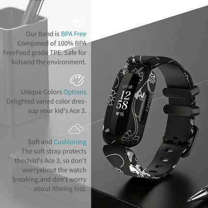 Fitbit Ace 3 Inspire 2 Kids Silicon Watch Strap Band Wristband Black