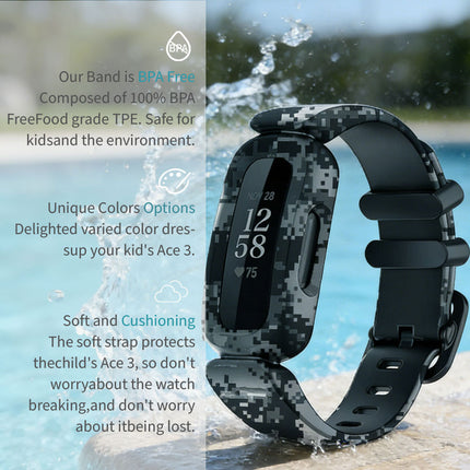 Fitbit Ace 3 Inspire 2 Kids Silicon Watch Strap Band Wristband Camoflage