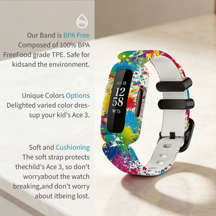 Fitbit Ace 3 Inspire 2 Kids Silicon Watch Strap Band Wristband  Colourful