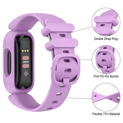 2Packs Fitbit Ace 3 Bands Silicon Replacement Wristband Watch Band Strap Light Purple