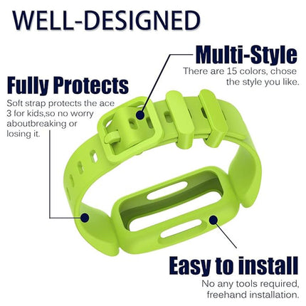 2Packs Fitbit Ace 3 Bands Silicon Replacement Wristband Watch Band Strap Lime