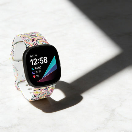 For Fitbit Versa 3 4 Sense 2 Smartwatch Soft Silicone Band Strap Graffiti