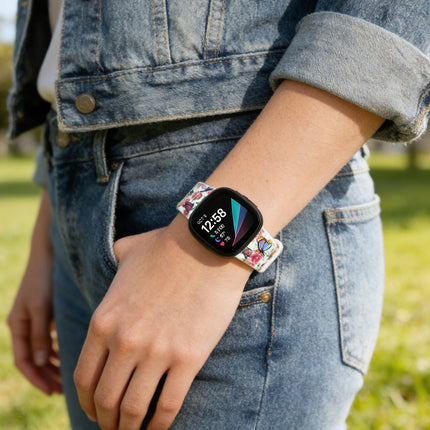 For Fitbit Versa 3 4 Sense 2 Smartwatch Soft Silicone Band Strap Graffiti
