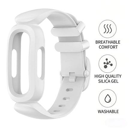 2Packs Fitbit Ace 3 Bands Silicon Replacement Wristband Watch Band Strap White