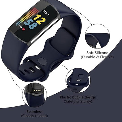 Midnight Blue Replacement Bands for Fitbit Charge 5 6 Band Tracker Fitness Strap Wristbands
