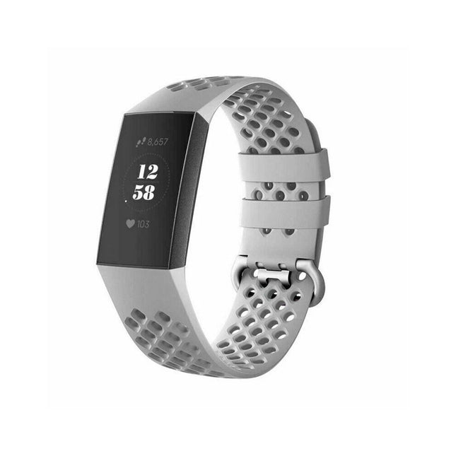 Fitbit Charge 3 4 Watch Soft Silicone Sports Replacement Band Wrist Strap Grey