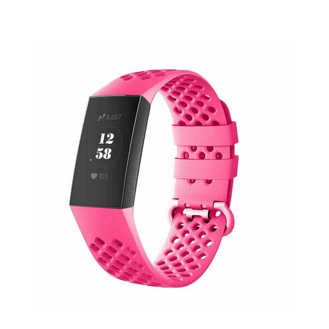 Fitbit Charge 3 4 Watch Soft Silicone Sports Replacement Band Wrist Strap Hot Pink