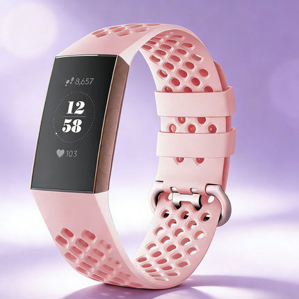Fitbit Charge 3 4 Watch Soft Silicone Sports Replacement Band Wrist Strap Light Pink