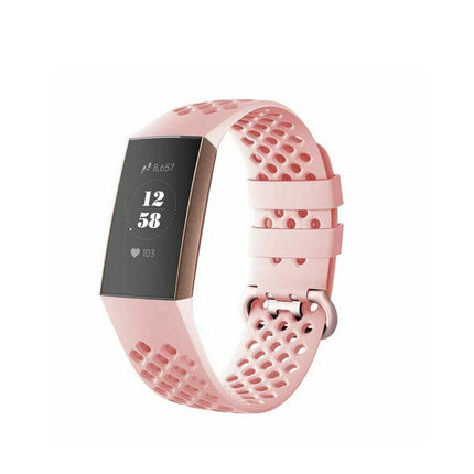 Fitbit Charge 3 4 Watch Soft Silicone Sports Replacement Band Wrist Strap Light Pink