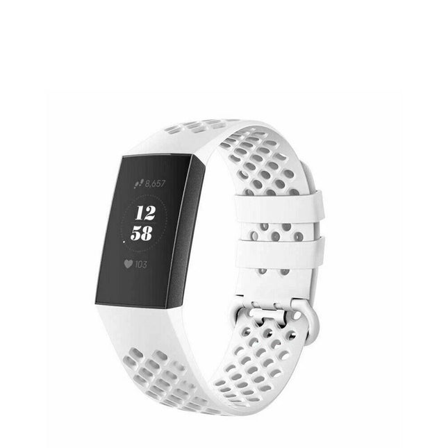 Fitbit Charge 3 4 Watch Soft Silicone Sports Replacement Band Wrist Strap White