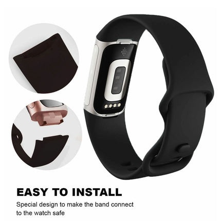 Black Replacement Bands for Fitbit Charge 5 6 Band Tracker Fitness Strap Wristbands
