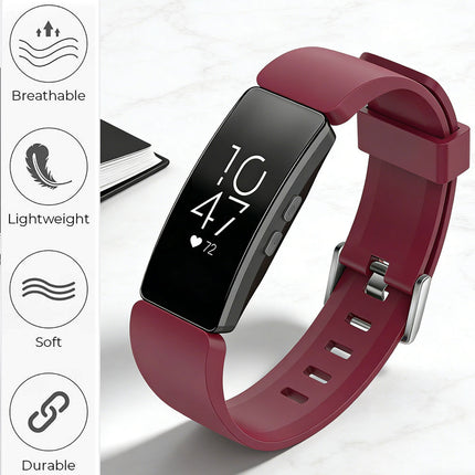 Fitbit Inspire HR Replacement Band Soft Silicone Sports Wrist Smart Watch Strap Wine Red