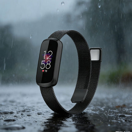 Black Fitbit Luxe Band Replacement Magnetic Wristband Watch Soft Stainless Steel Strap