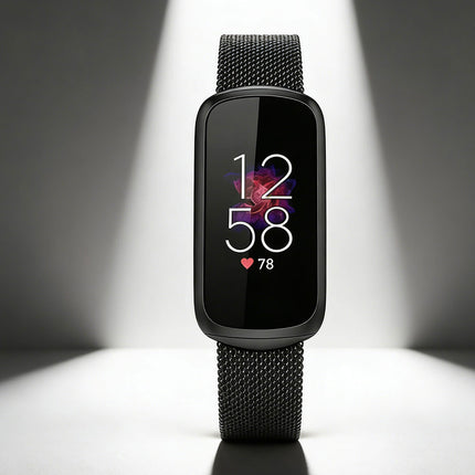 Black Fitbit Luxe Band Replacement Magnetic Wristband Watch Soft Stainless Steel Strap