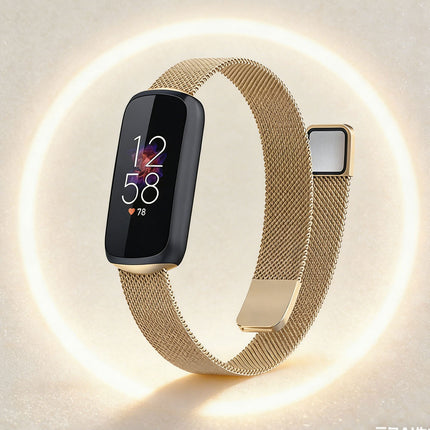 Rose Gold Fitbit Luxe Band Replacement Magnetic Wristband Watch Soft Stainless Steel Strap