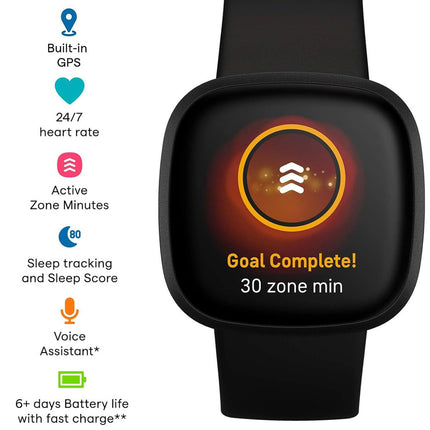 Fitbit Versa 3 4 Sense Sense 2 Smartwatch Soft Silicone Replacement Band Black