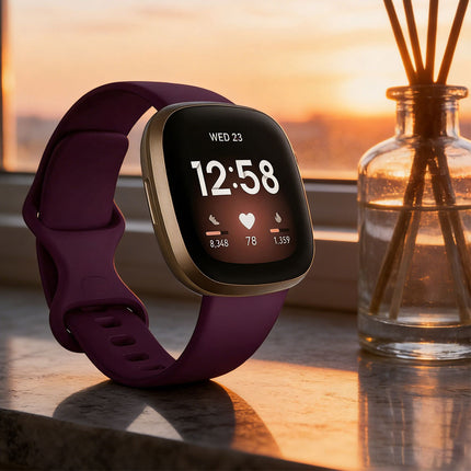 Fitbit Versa 3 4 Sense Sense 2 Smartwatch Soft Silicone Replacement Band Dark Purple