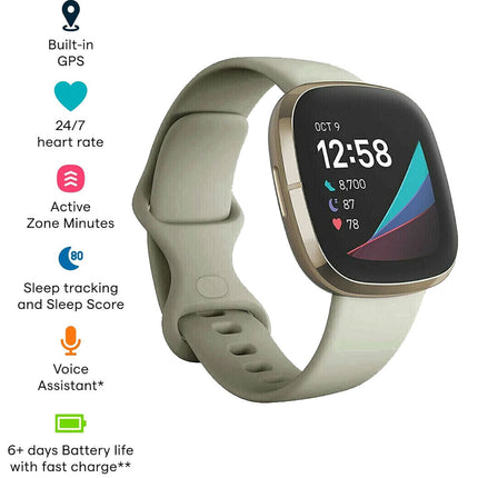 Fitbit Versa 3 4 Sense Sense 2 Smartwatch Soft Silicone Replacement Band Grey