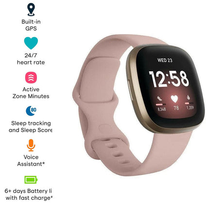 Fitbit Versa 3 4 Sense Sense 2 Smartwatch Soft Silicone Replacement Band Light Pink