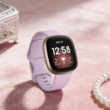 Fitbit Versa 3 4 Sense Sense 2 Smartwatch Soft Silicone Replacement Band Light Purple