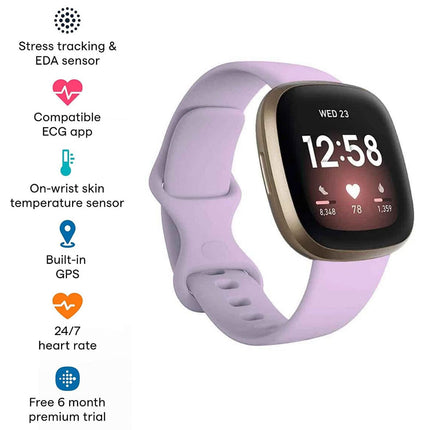 Fitbit Versa 3 4 Sense Sense 2 Smartwatch Soft Silicone Replacement Band Light Purple