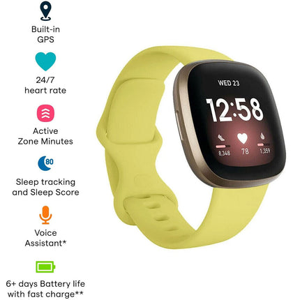Fitbit Versa 3 4 Sense Sense 2 Smartwatch Soft Silicone Replacement Band Light Yellow