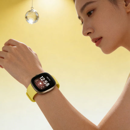 Fitbit Versa 3 4 Sense Sense 2 Smartwatch Soft Silicone Replacement Band Light Yellow