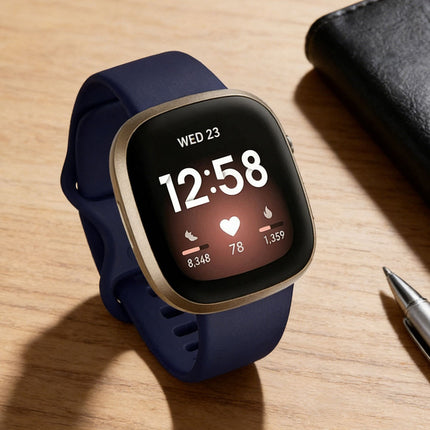 Fitbit Versa 3 4 Sense Sense 2 Smartwatch Soft Silicone Replacement Band Midnight Blue