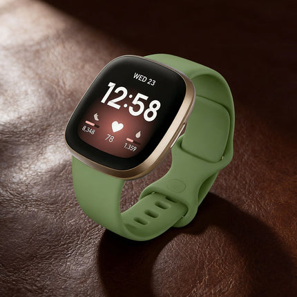 Fitbit Versa 3 4 Sense Sense 2 Smartwatch Soft Silicone Replacement Band Olive