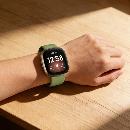 Fitbit Versa 3 4 Sense Sense 2 Smartwatch Soft Silicone Replacement Band Olive
