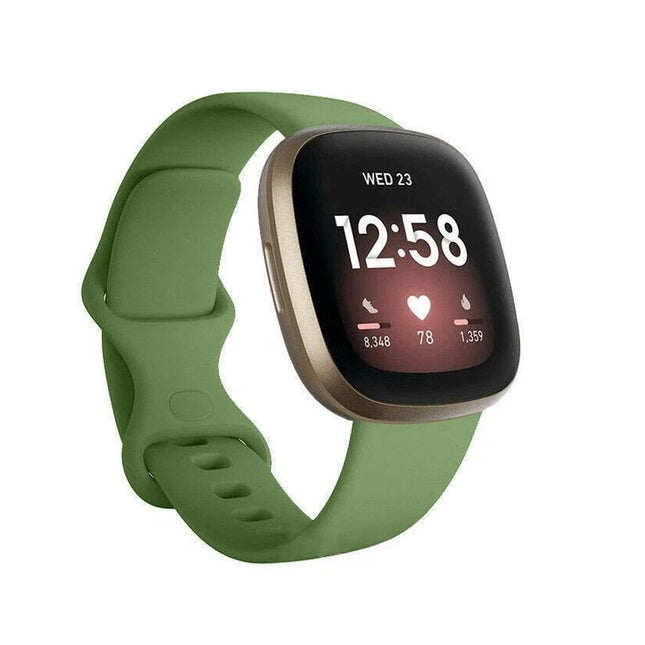 Fitbit Versa 3 4 Sense Sense 2 Smartwatch Soft Silicone Replacement Band Olive