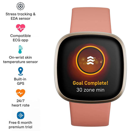 Fitbit Versa 3 4 Sense Sense 2 Smartwatch Soft Silicone Replacement Band Pink