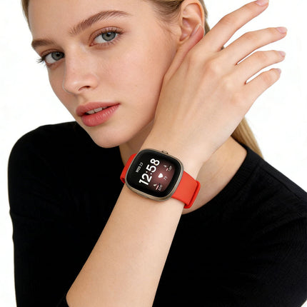 Fitbit Versa 3 4 Sense Sense 2 Smartwatch Soft Silicone Replacement Band Red