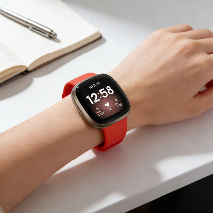 Fitbit Versa 3 4 Sense Sense 2 Smartwatch Soft Silicone Replacement Band Red