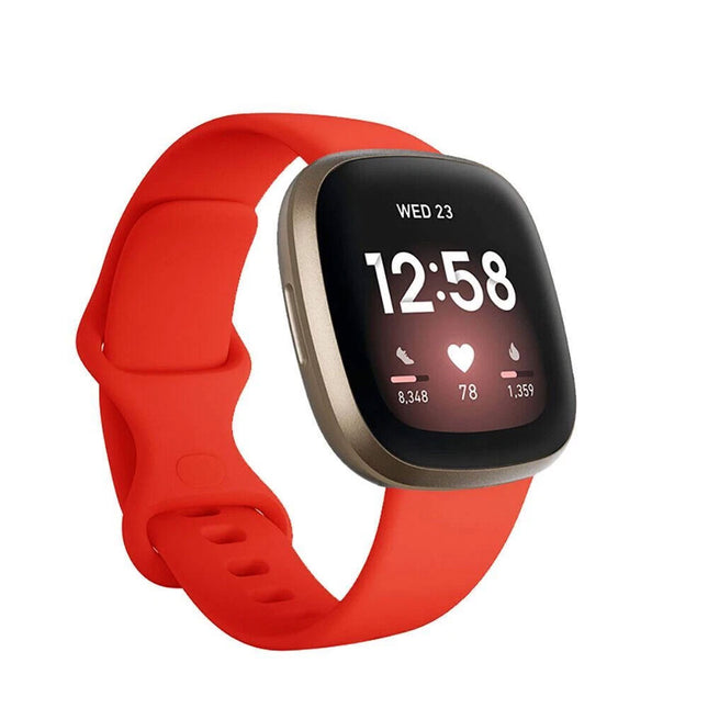 Fitbit Versa 3 4 Sense Sense 2 Smartwatch Soft Silicone Replacement Band Red