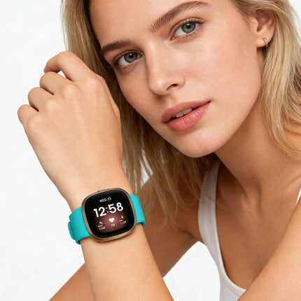 Fitbit Versa 3 4 Sense Sense 2 Smartwatch Soft Silicone Replacement Band Teal
