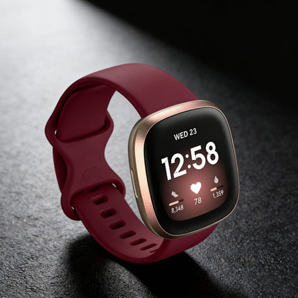Fitbit Versa 3 4 Sense Sense 2 Smartwatch Soft Silicone Replacement Band Vermillion