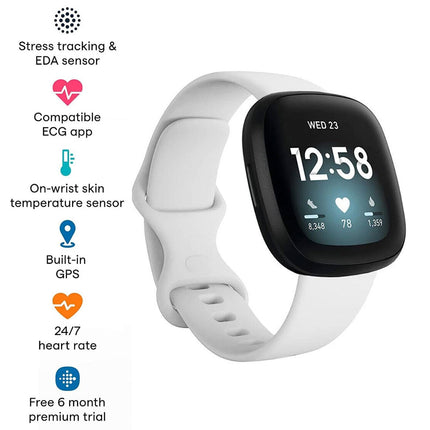 Fitbit Versa 3 4 Sense Sense 2 Smartwatch Soft Silicone Replacement Band White