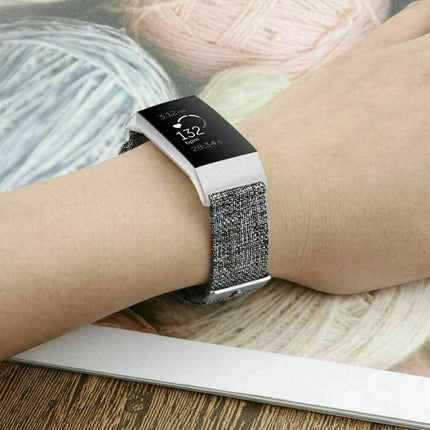 Grey Fitbit Charge 3 4 Canvas Replacement Band