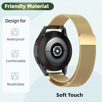 Metal Samsung Galaxy Watch 7 6 4 5 Pro Classic 40mm 44 mm Milanese Magnetic Band Gold